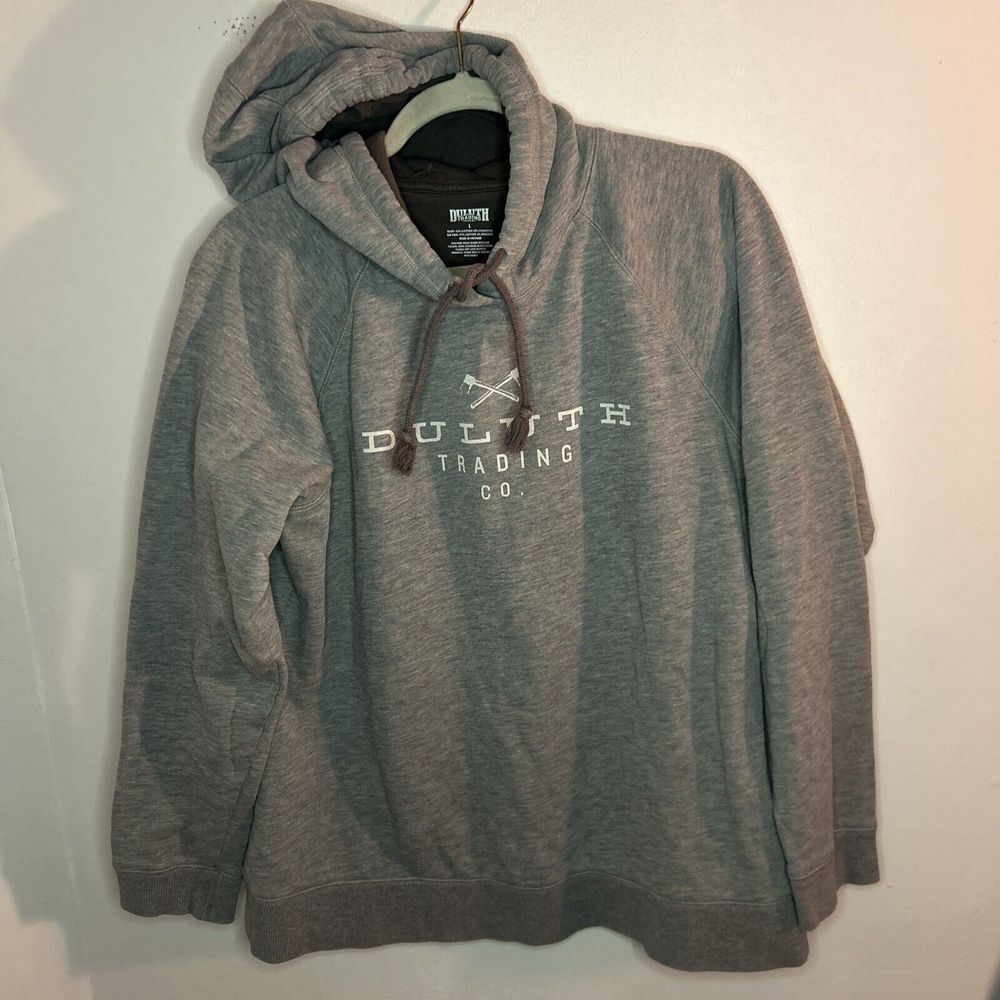 Duluth Trading Co. Classic Logo Pullover‎ Hoodie Sweatshirt Gray Casual Comfort
